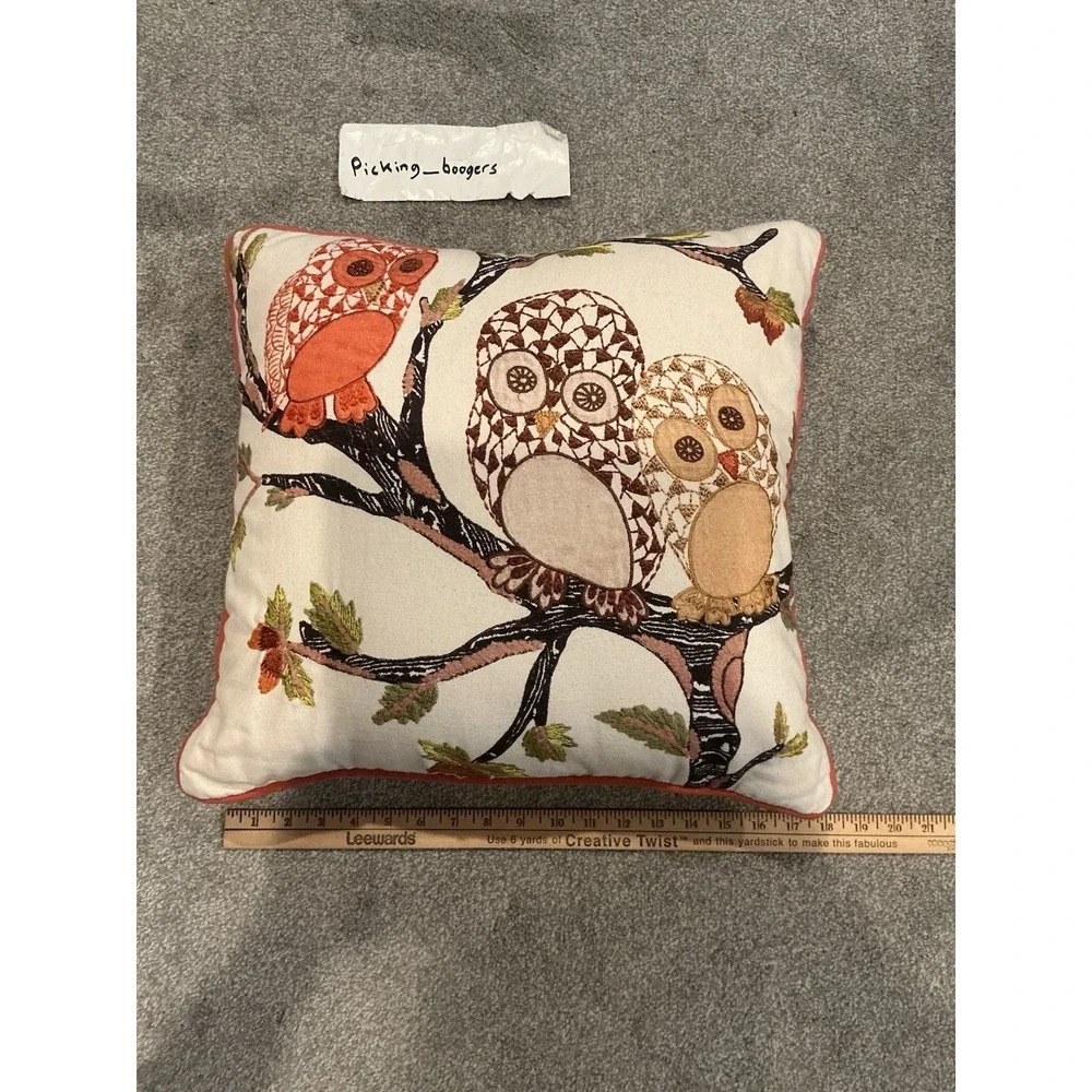 Himalaya Overseas Owls Embroidered Pillow 100% Cotton